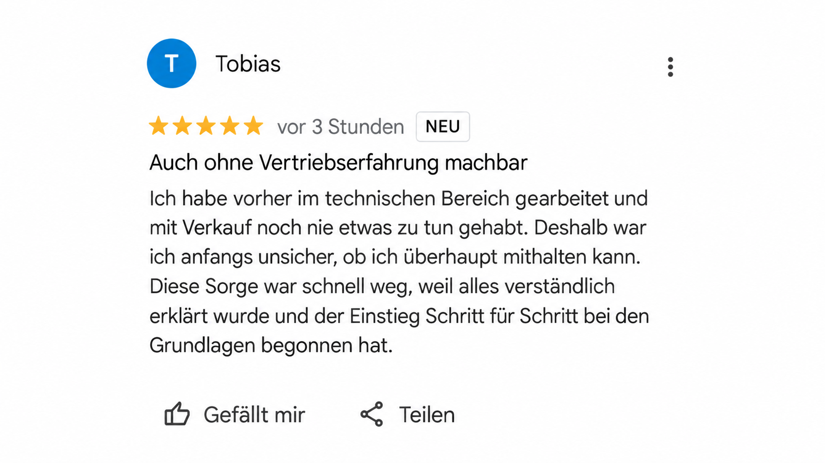 Google Bewertung mit 5 Sternen