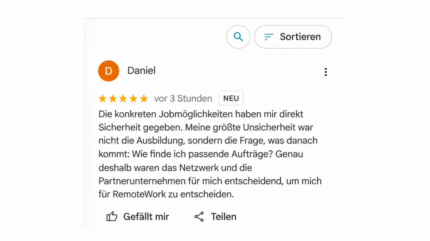 Google Bewertung mit 5 Sternen
